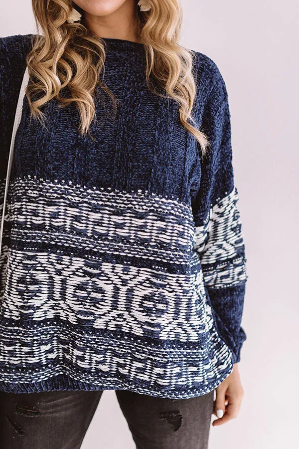 Bonfire Weather Chenille Sweater In Blue