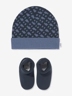 BOSS Baby Boys Hat & Slipper Socks Gift Set in Navy