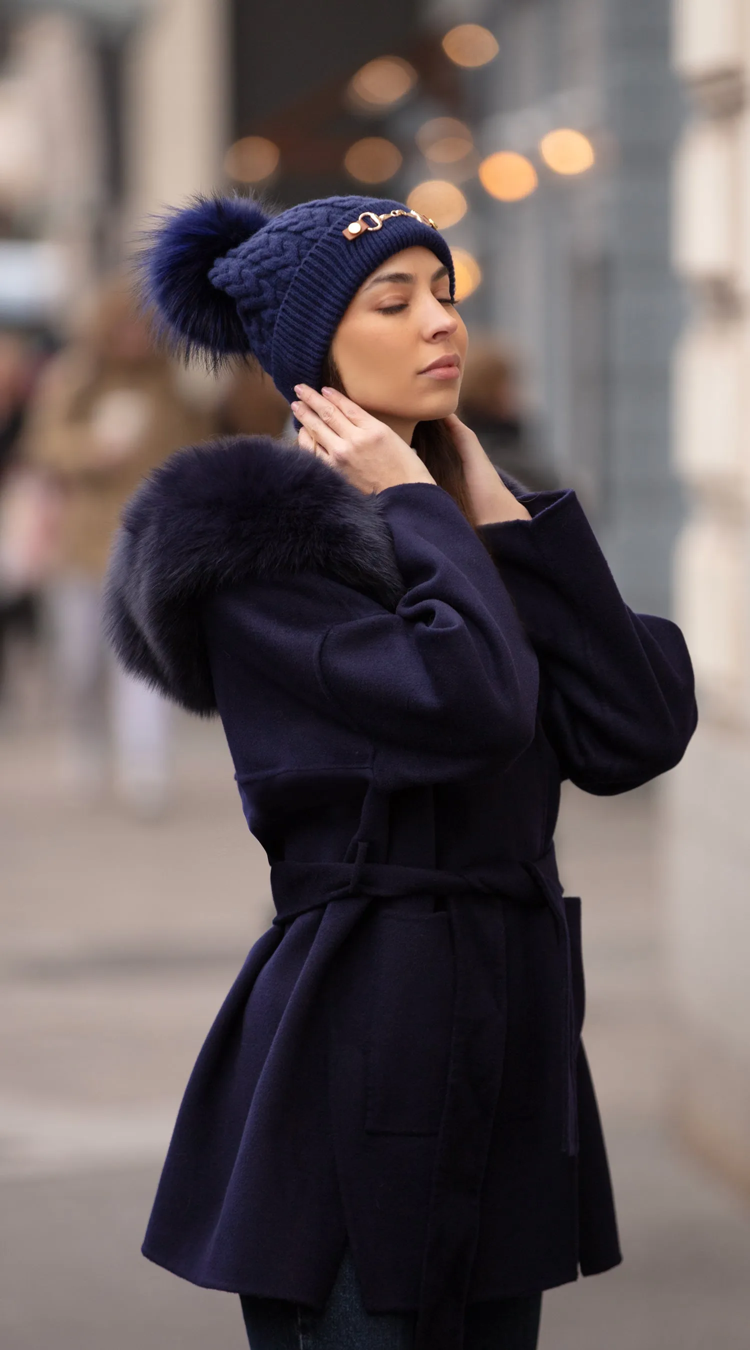 Burley Pom Pom Hat - Navy