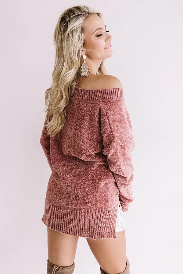 Cabin Side Cuddles Chenille Sweater in Rose