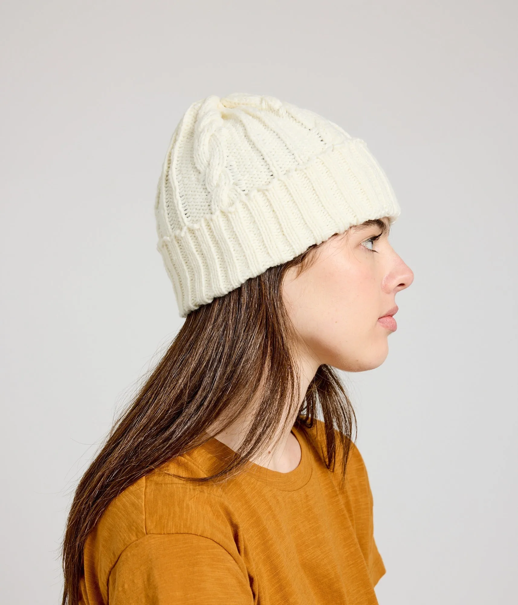 Cable Knit Beanie - Stone