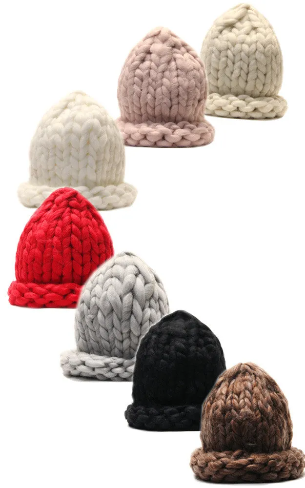 CAP040 Pink Knit Chunky Mango Hat