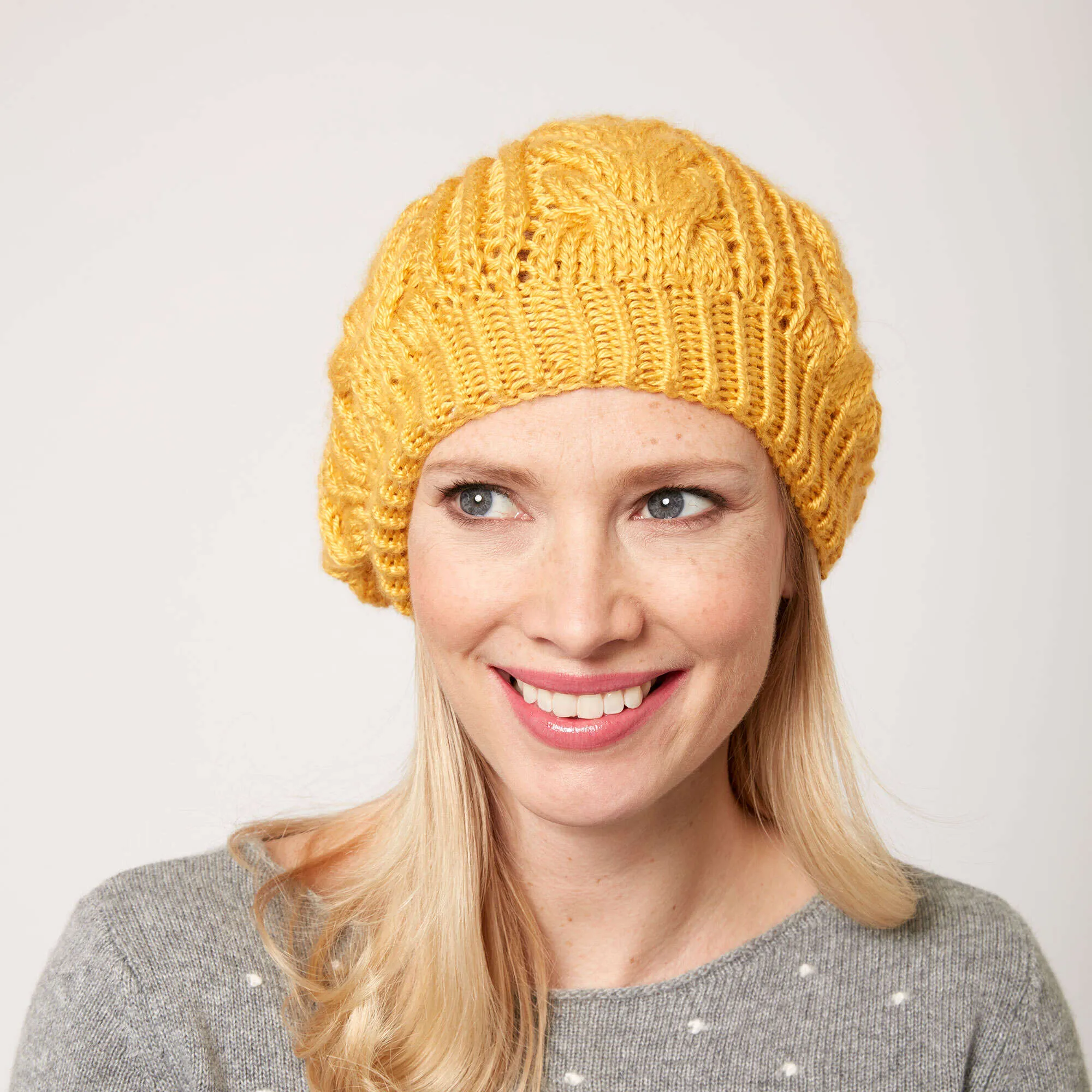 Caron Knit Shaker Cable Hat