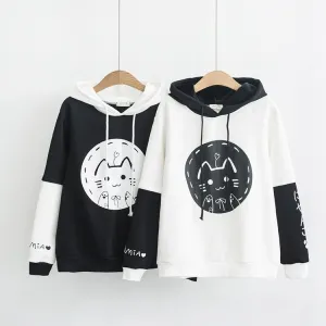 Cartoon Kitty Cat Ribbon Heart Letter Hoodie