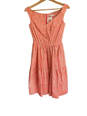 Carven Cotton Orange Checked Sleeveless Dress Size 36 UK Size 8