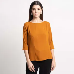 Casual Women's Office Mustard Crepe Top