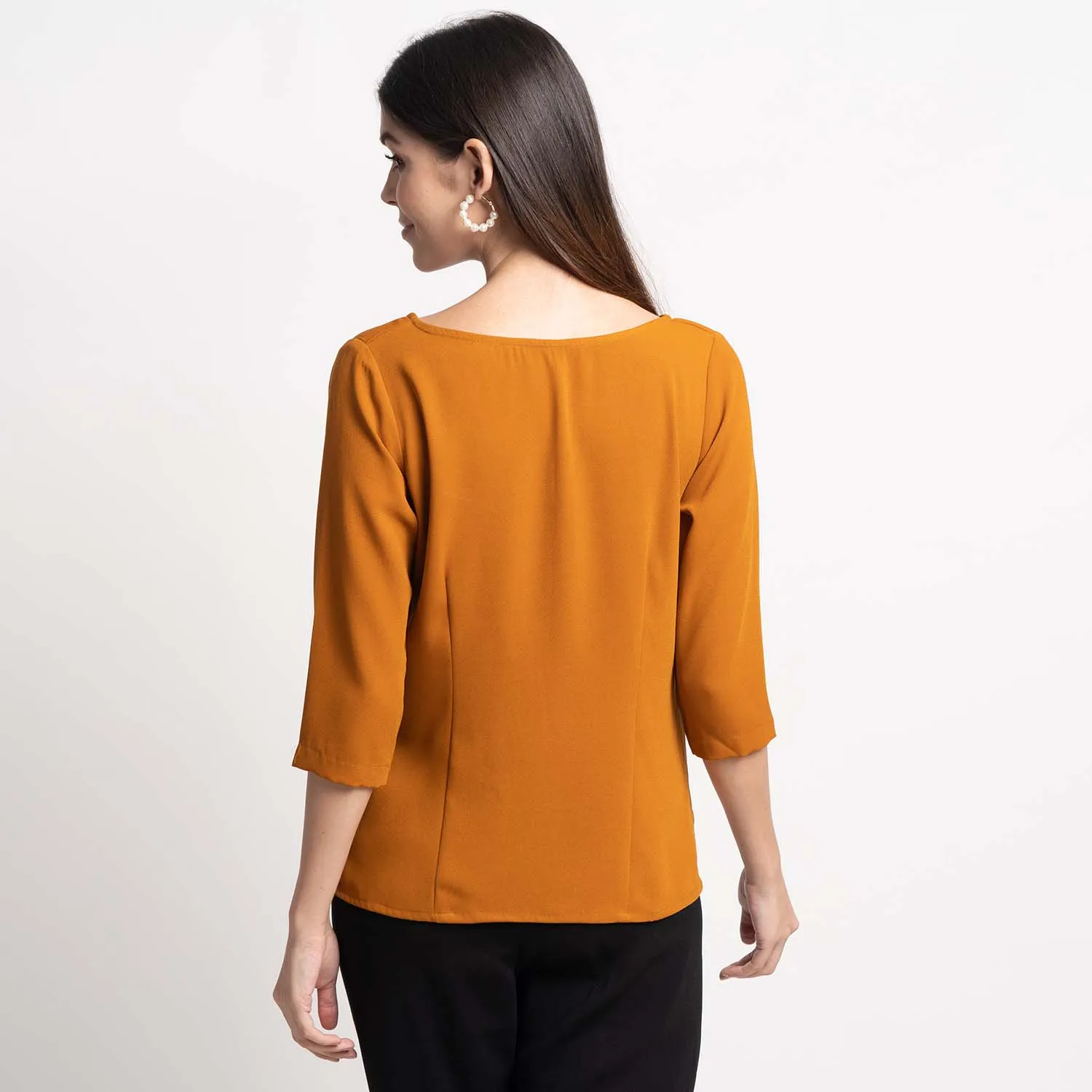 Casual Women's Office Mustard Crepe Top