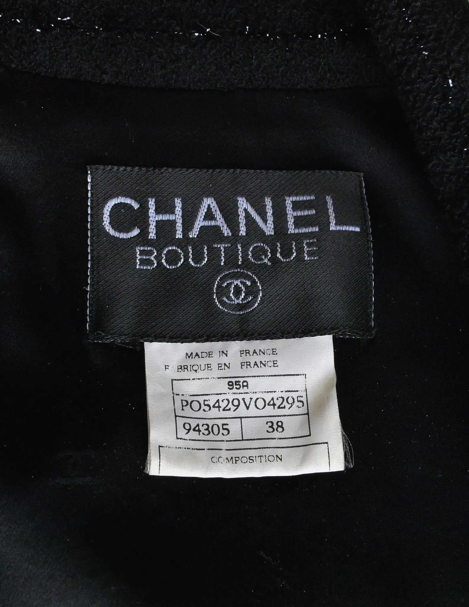 Chanel Vintage Black Wool Sparkly Two-Piece Suit