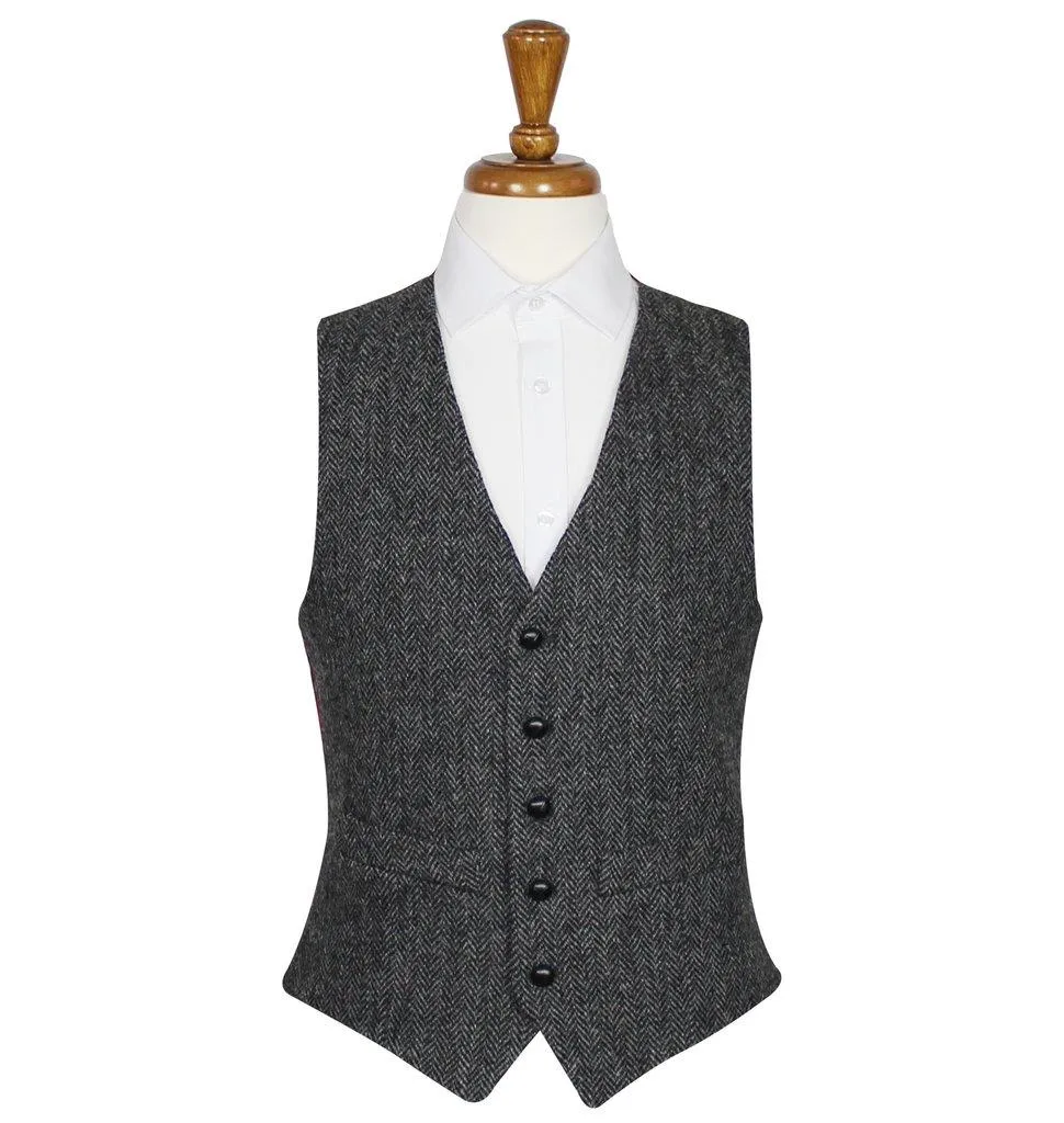 Charcoal Harris Tweed Vest / Waistcoat