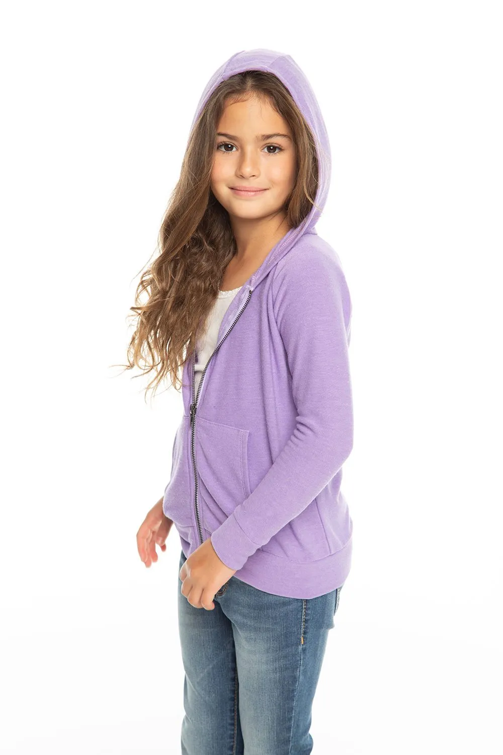 Chaser Kids - Girls Cozy Knit L/S Zip Up Hoodie in Genie