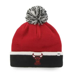 Chicago Bulls 47 Brand Red Black Baraka Retro 1984 Cuff Poofball Beanie Hat Cap