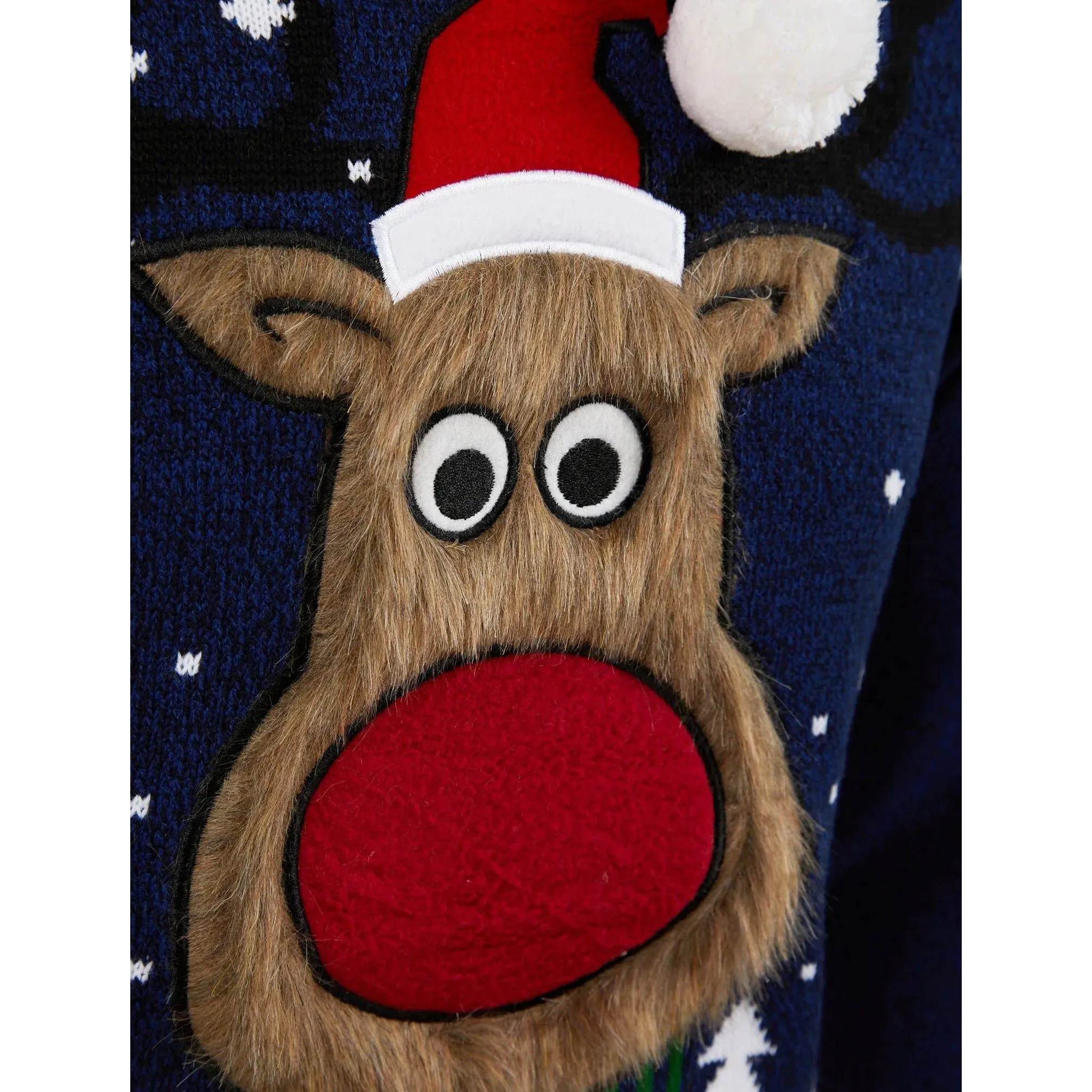 Christmas Merry Deer Mens Jumper - Navy