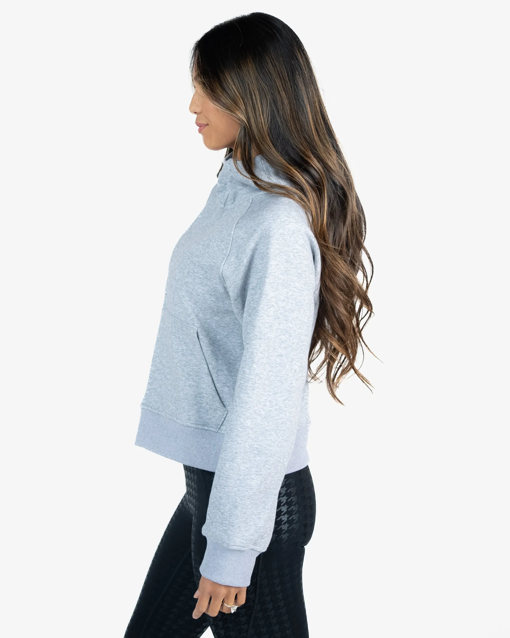 Classic Half Zip Up Hoodie - Heathered Gray