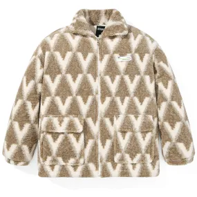 Color Block V-shaped Jacquard Padded Coat