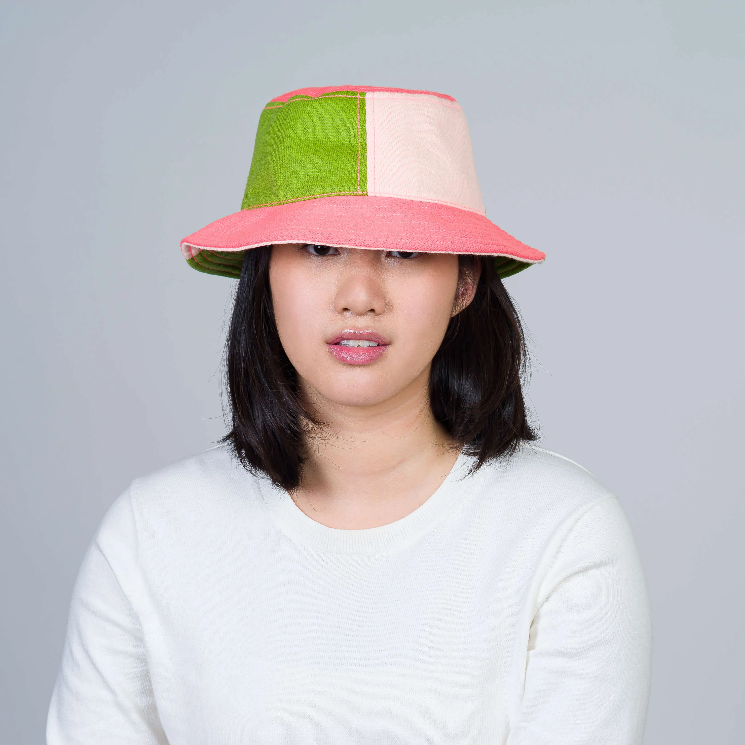 Colorblock Knit Bucket Hat