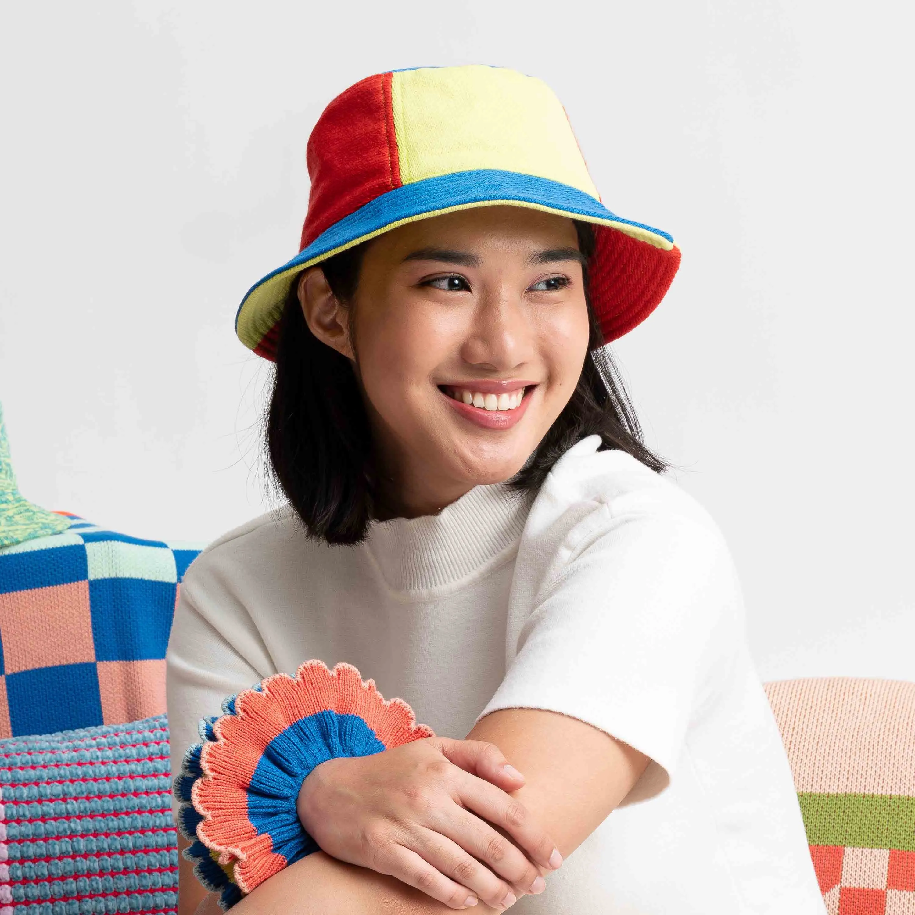 Colorblock Knit Bucket Hat