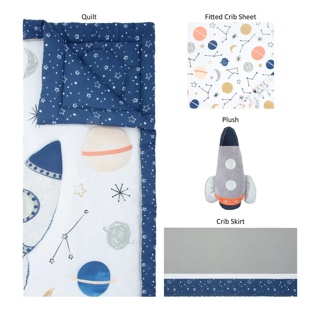 Cosmic Rocket 4pcs crib set