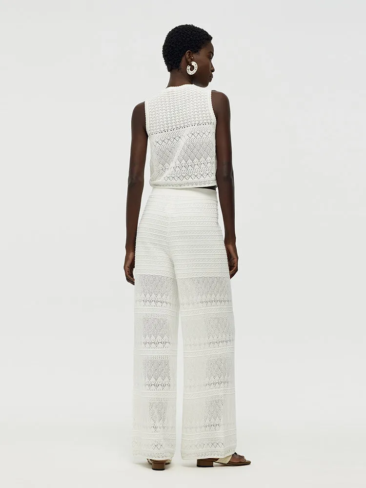 Cotton Openwork Tank Top And Pants Two-Piece Set