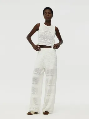 Cotton Openwork Tank Top And Pants Two-Piece Set