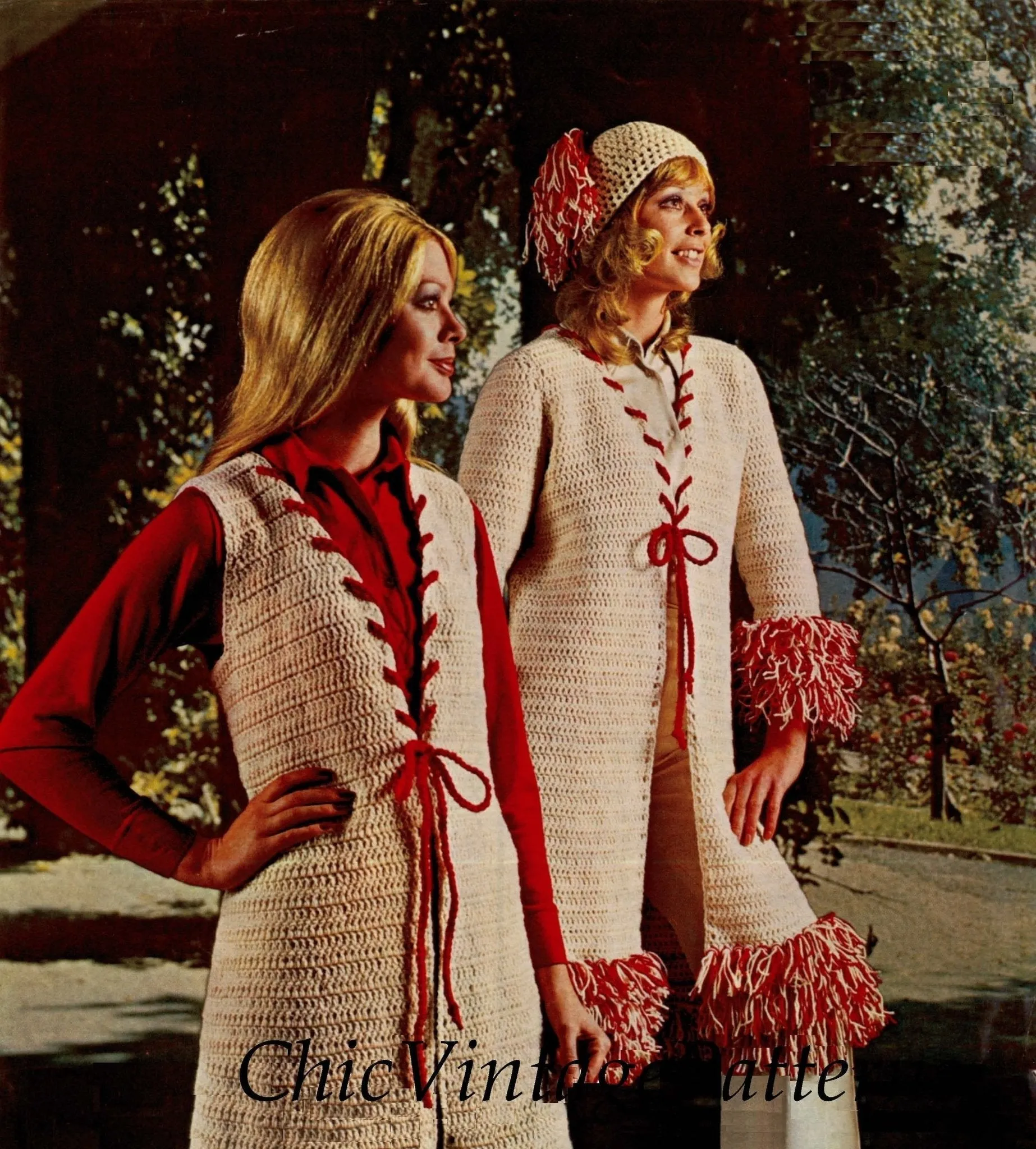 Crochet Coat, Vest and Hat Pattern, Ladies Retro Fringed Coat, Instant Download