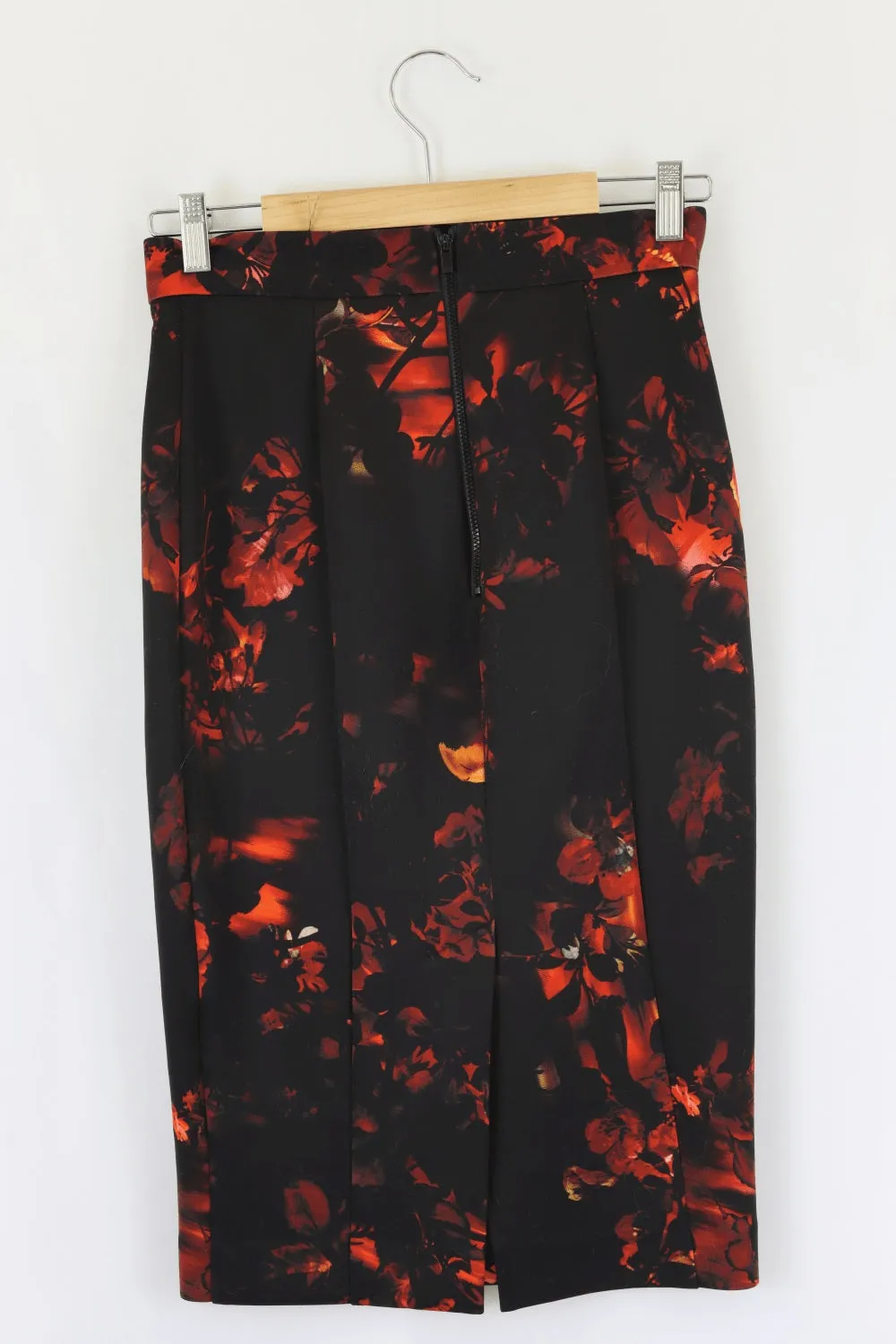 Cue Black Floral Orange Skirt 8