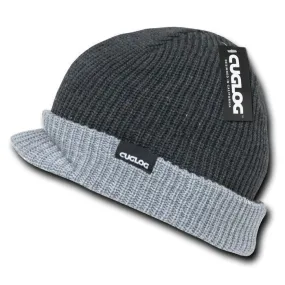 Cuglog Beanie Beanies 2 Tone Gi Visor Ski Cap Caps Hat Winter Grey Charcoal