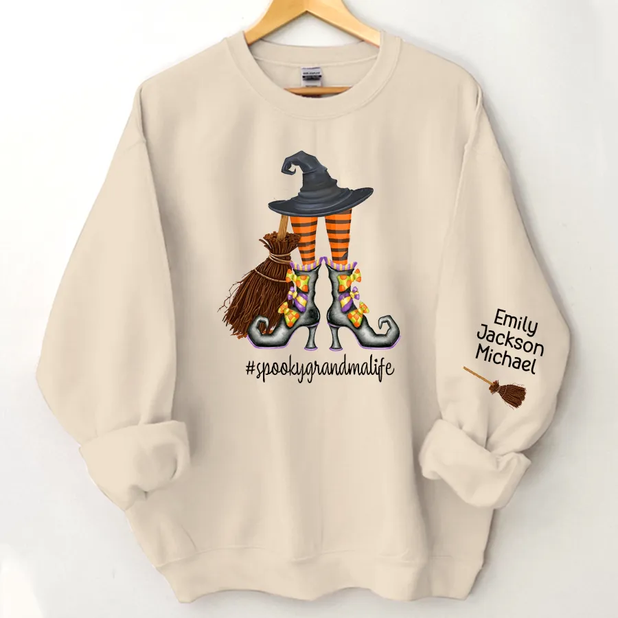 Customized Hat, Shoes, Broom Witch Halloween Sweatshirt