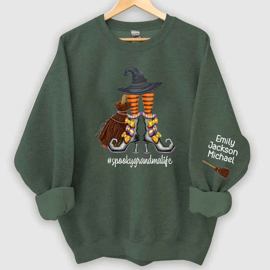 Customized Hat, Shoes, Broom Witch Halloween Sweatshirt