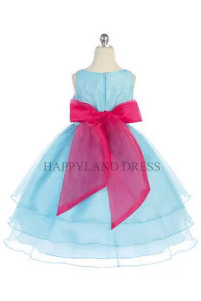 D574 Organza Flower Sash Dress (20 Diff. Colors)