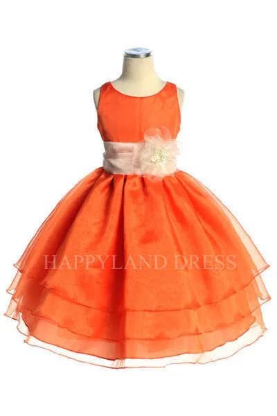 D574 Organza Flower Sash Dress (20 Diff. Colors)