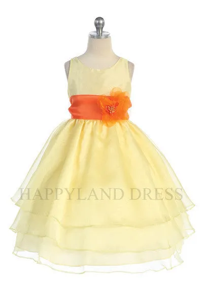 D574 Organza Flower Sash Dress (20 Diff. Colors)