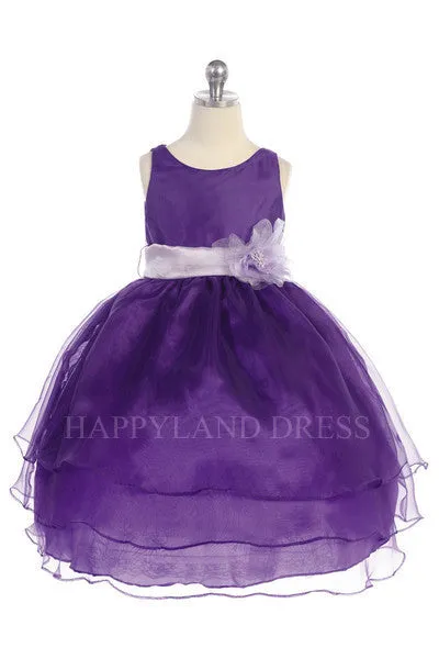 D574 Organza Flower Sash Dress (20 Diff. Colors)