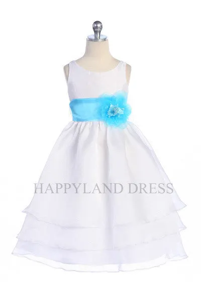 D574 Organza Flower Sash Dress (20 Diff. Colors)