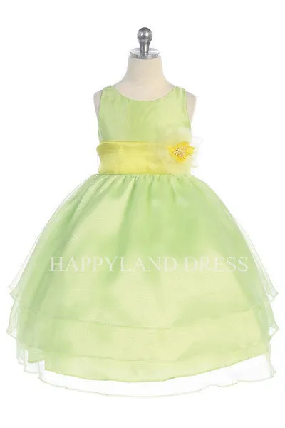 D574 Organza Flower Sash Dress (20 Diff. Colors)