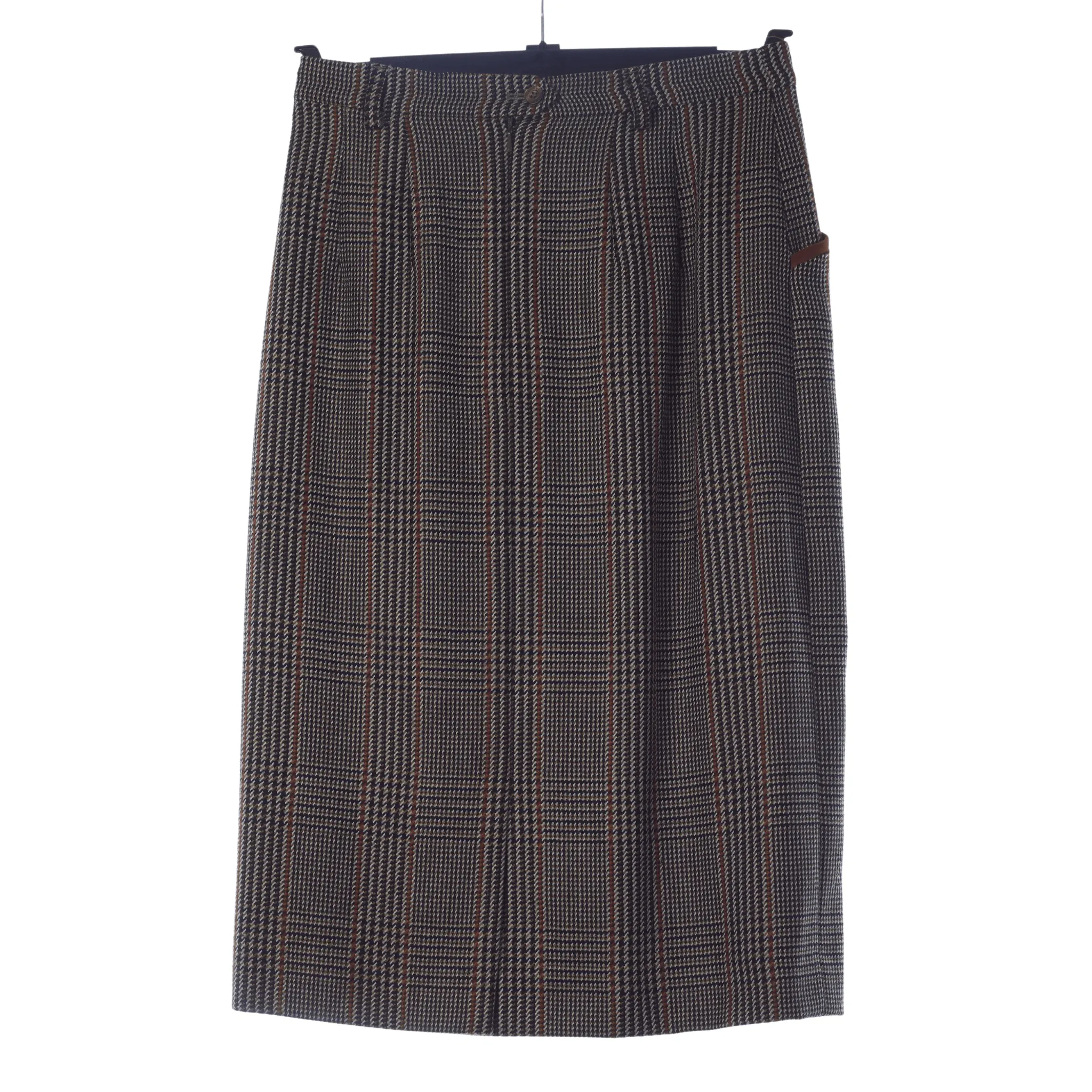 Daks Vintage Wool Skirt Check Pattern Brown UK 10