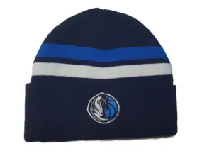 Dallas Mavericks Navy Blue with Stripes Acrylic Knit Cuffed Skull Beanie Hat Cap