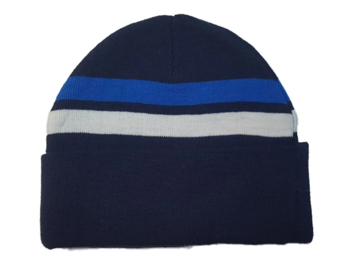 Dallas Mavericks Navy Blue with Stripes Acrylic Knit Cuffed Skull Beanie Hat Cap