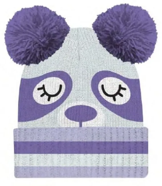 D&CO Girls Critter Cuffed Pom Knit Toque