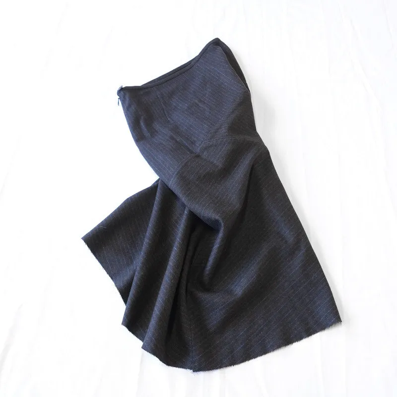 diagonal panel raw hem skirt