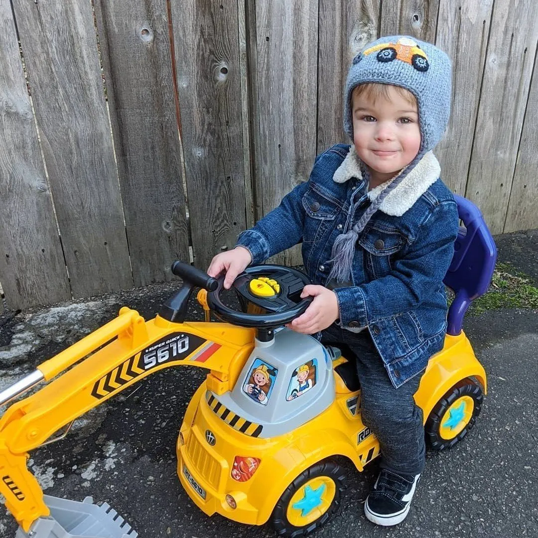 Digger Backhoe Beanie Hat for Babies, Toddlers & Kids