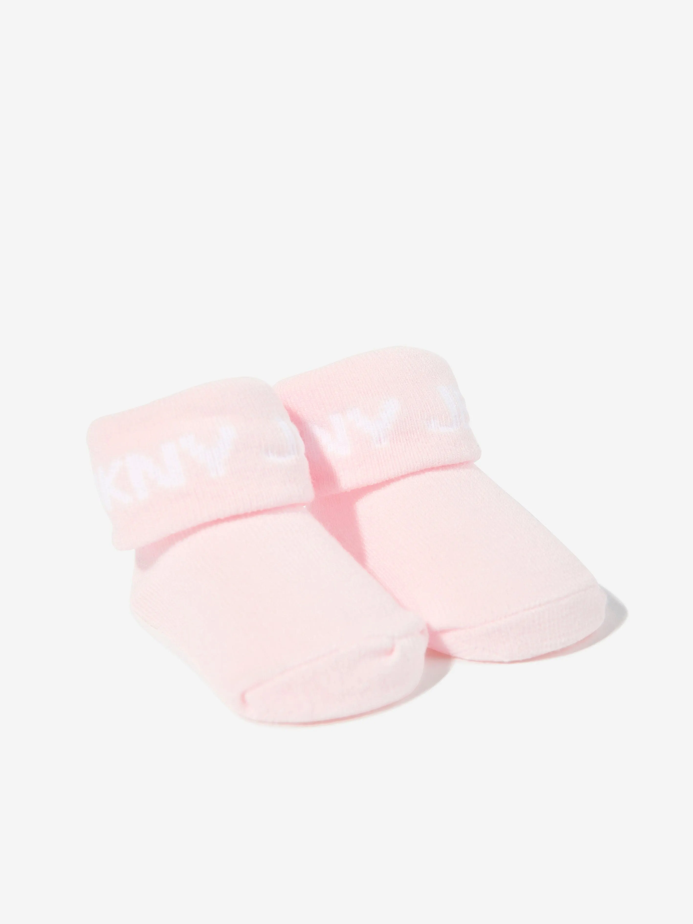 DKNY Baby Girls Pom Pom Knitted Hat and Socks Set in Pink