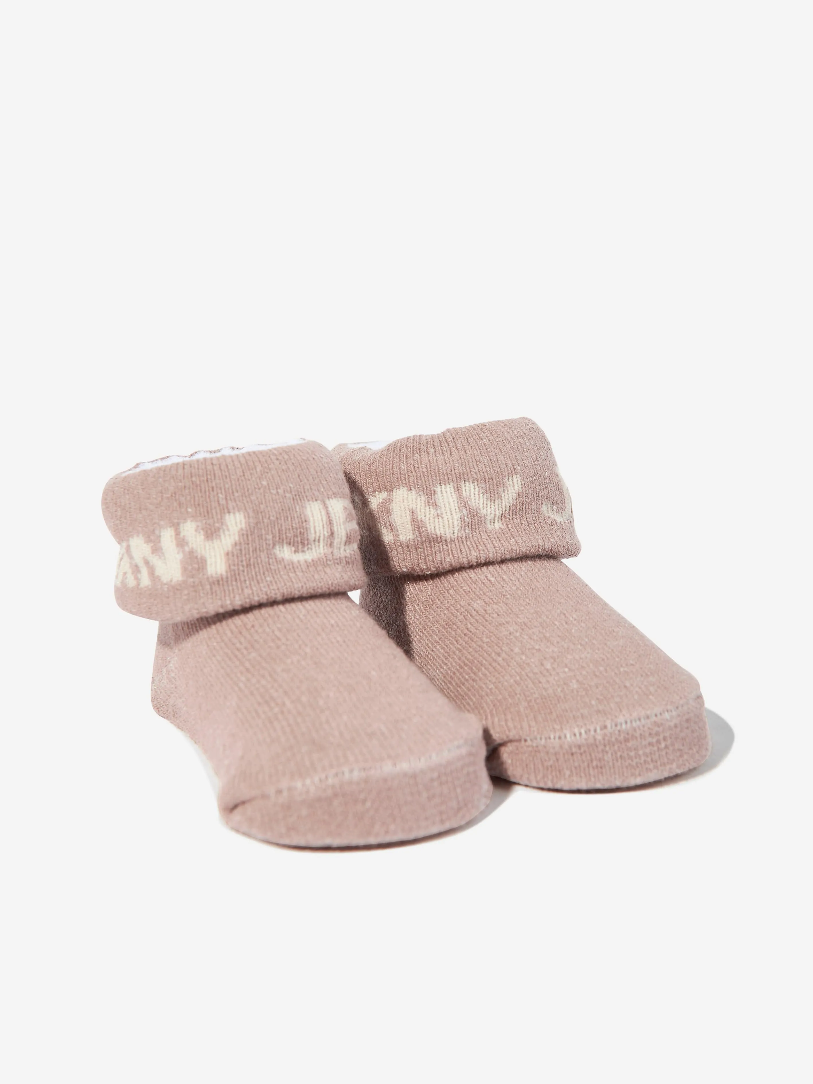 DKNY Baby Pom Pom Knitted Hat and Socks Set in Beige