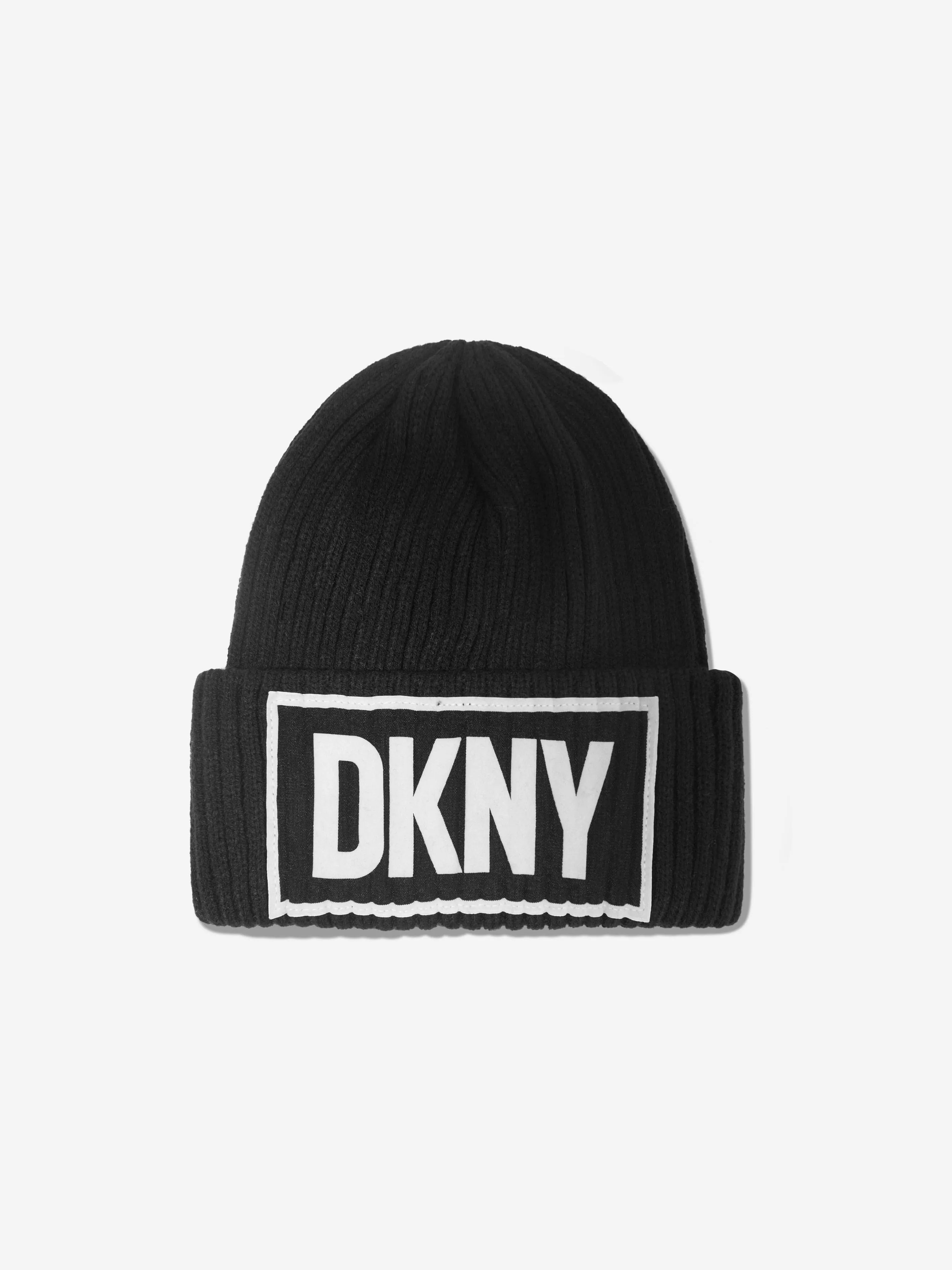 DKNY Girls Knitted Logo Pull On Hat