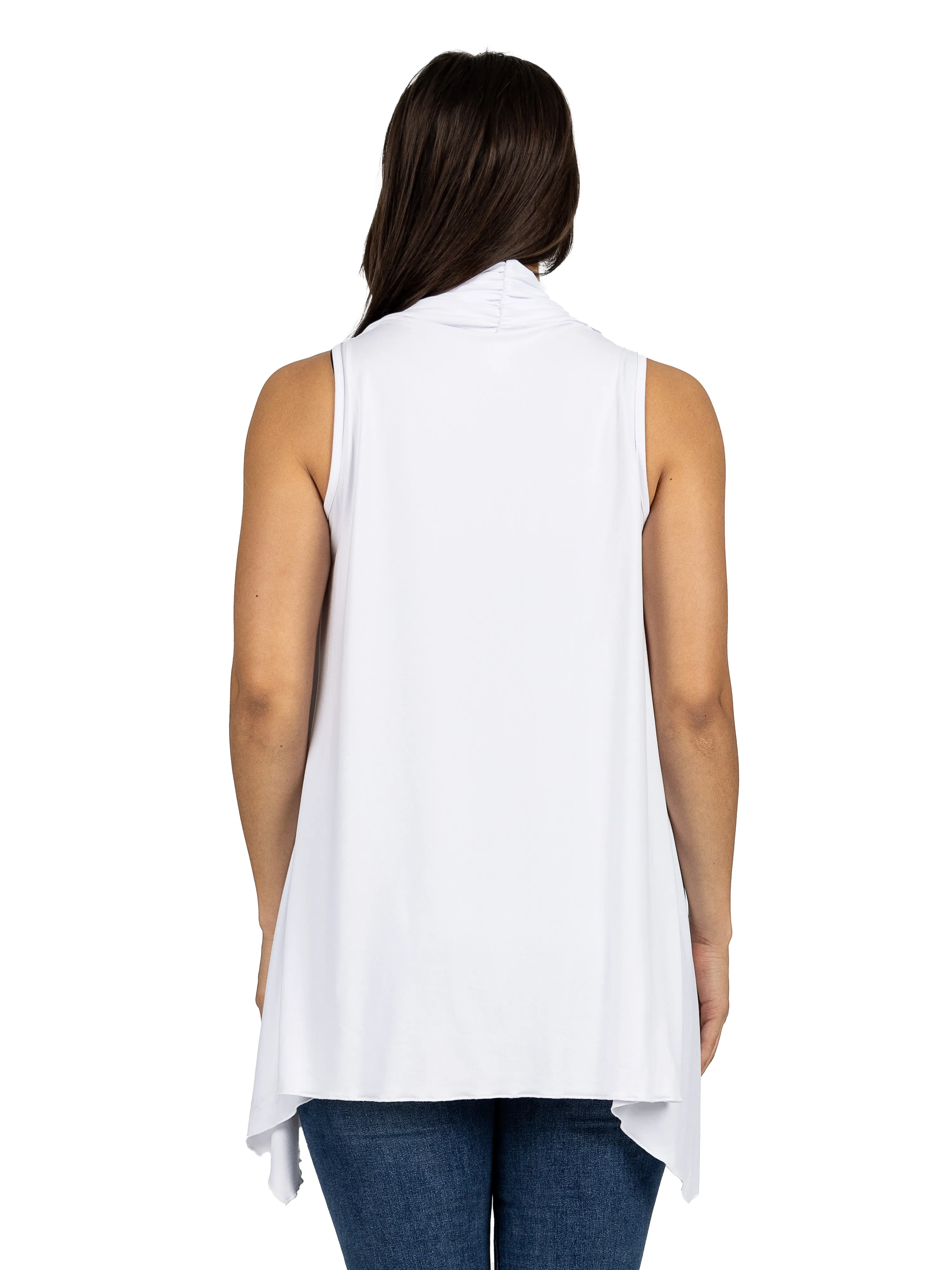 Draped Open Front Sleeveless Cardigan Vest