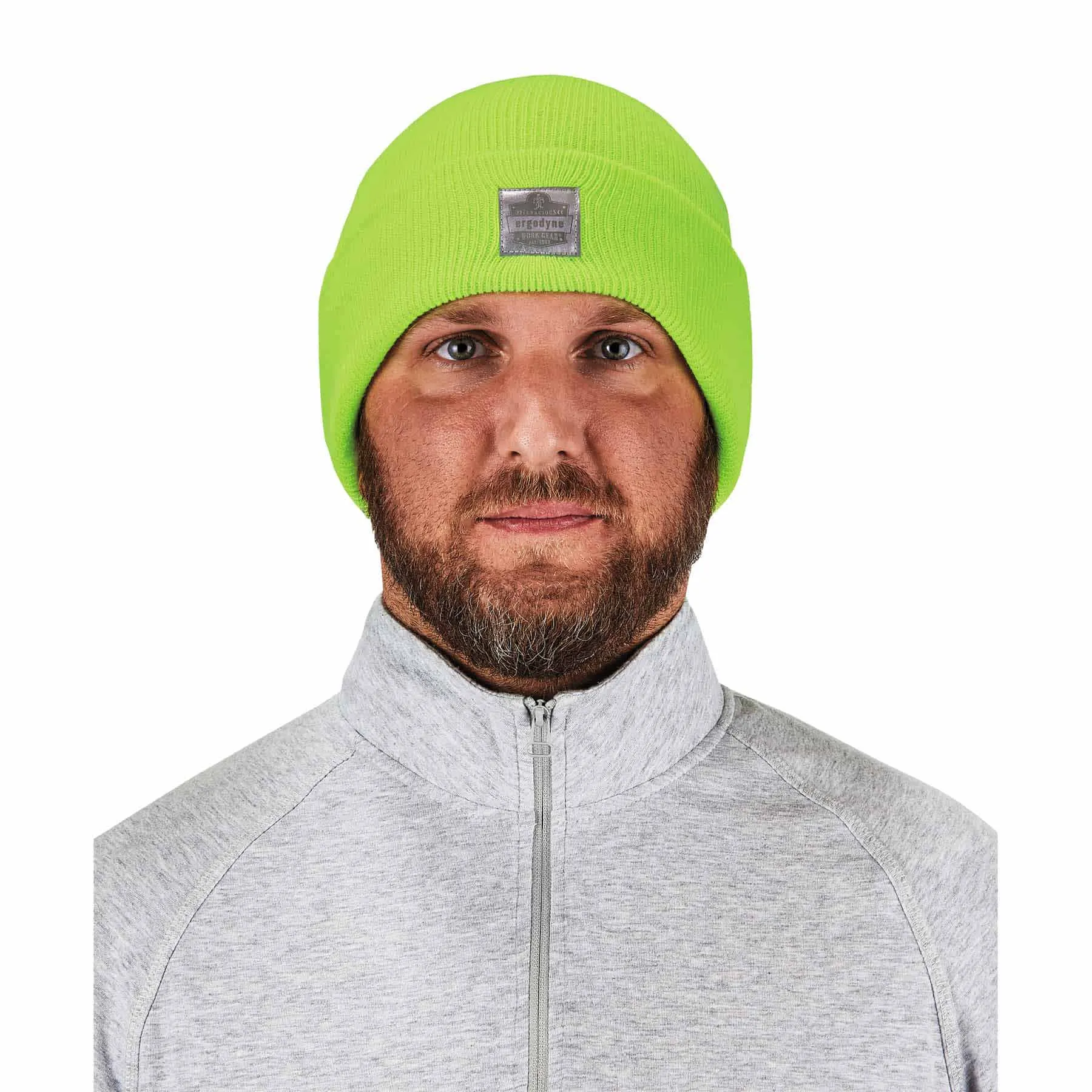 Ergodyne 16806 6806  Lime Cuffed Rib Knit Beanie Hat