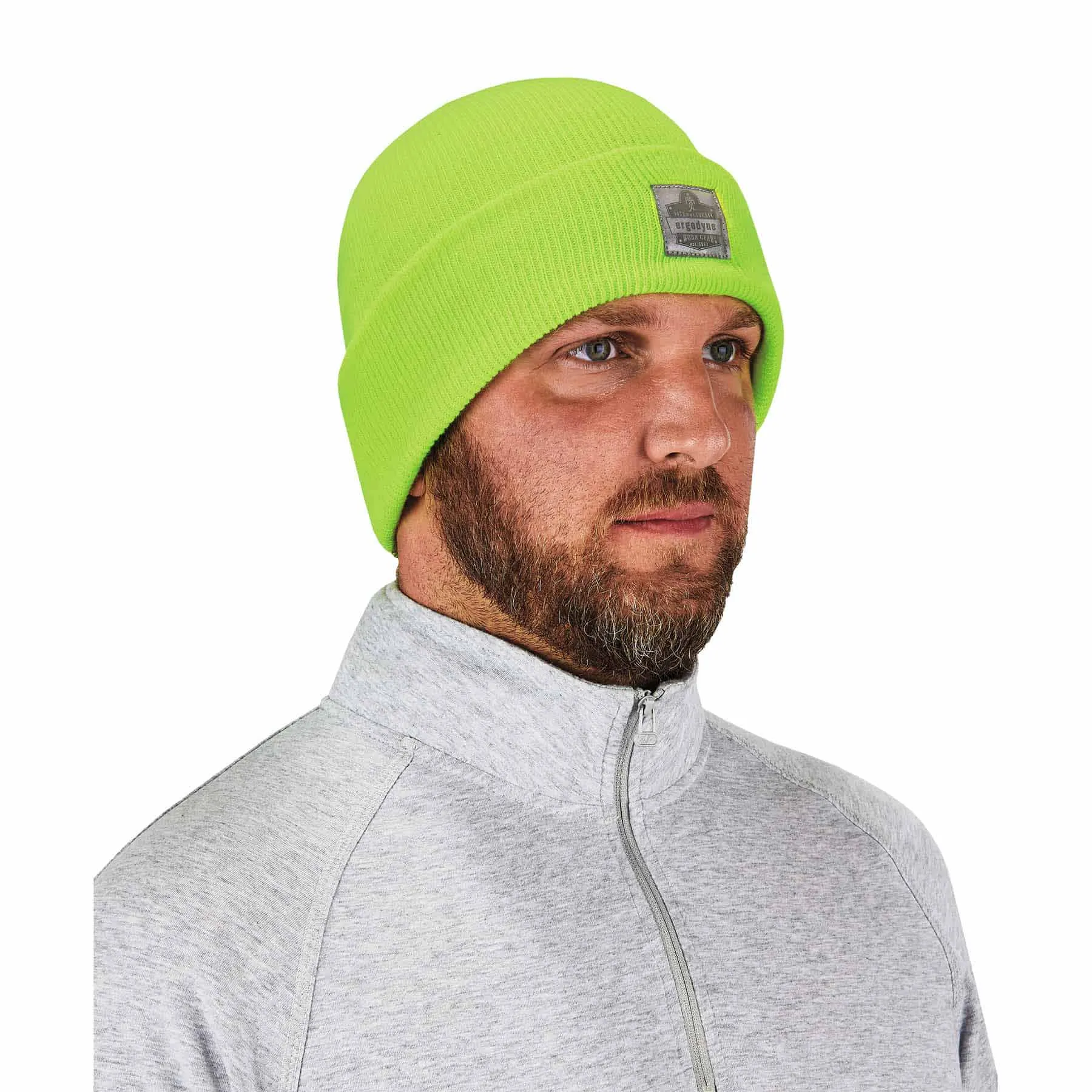 Ergodyne 16806 6806  Lime Cuffed Rib Knit Beanie Hat