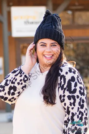 Everyday Black Pompom Beanie