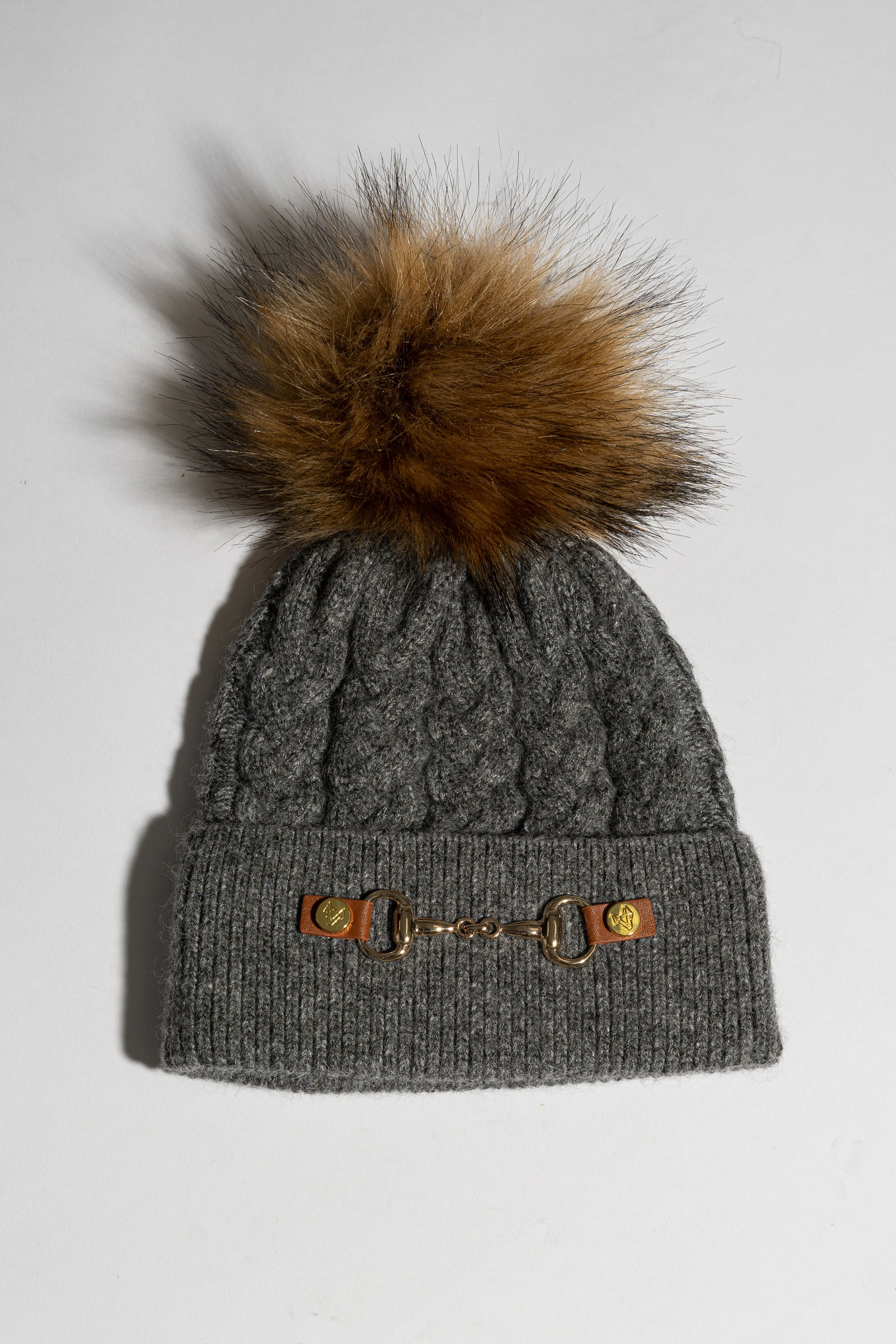 Faux Burley Pom Pom Hat - Charcoal