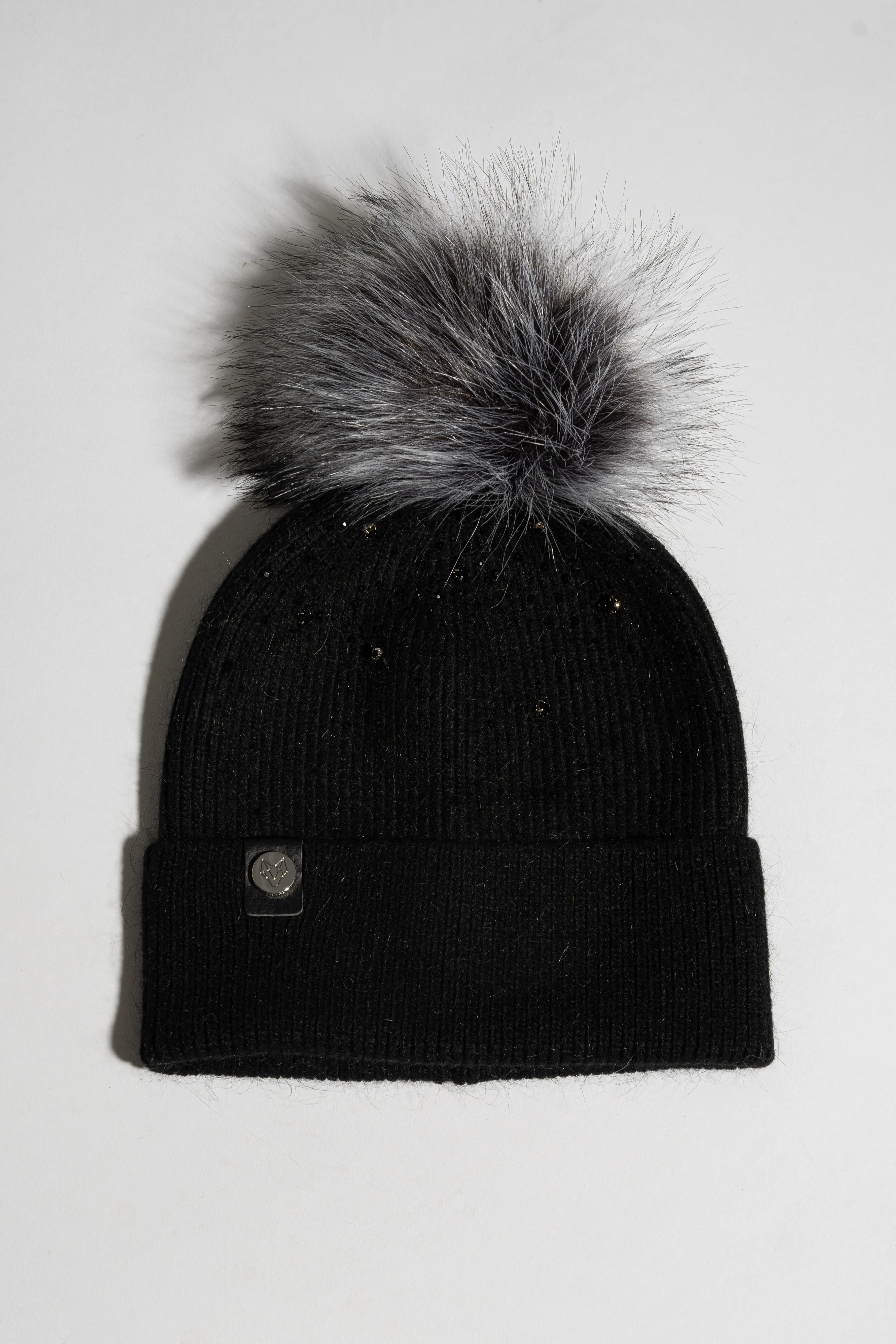 Faux Elvie Pom Pom Hat - Black