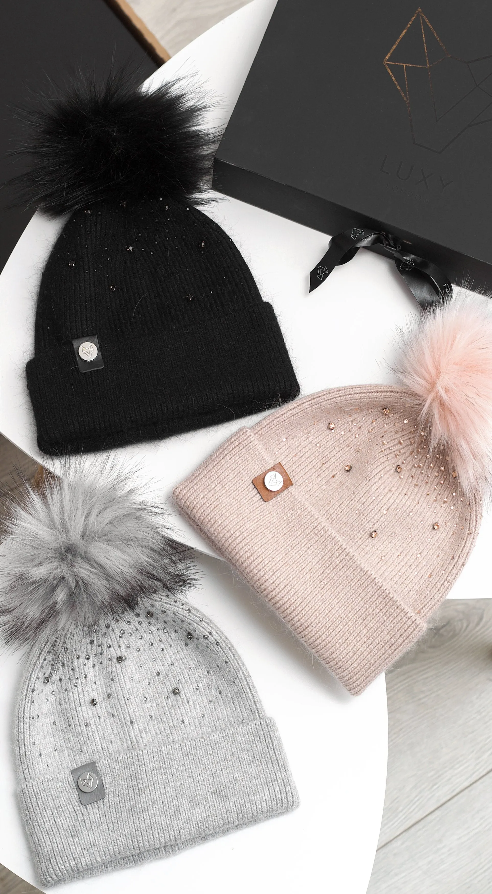 Faux Elvie Pom Pom Hat - Blush